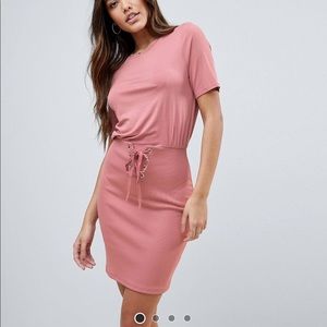 ASOS mini dress with rib skirt and corset waist